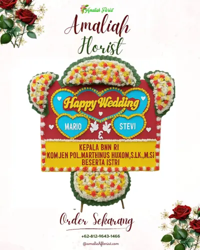 Karangan Papan Bunga Pernikahan di Carenang